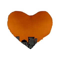 City Building Orange Standard 16  Premium Heart Shape Cushions by Mariart