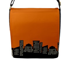 City Building Orange Flap Messenger Bag (l)  by Mariart