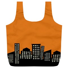 City Building Orange Full Print Recycle Bags (l)  by Mariart