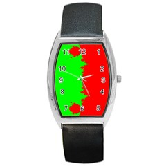 Critical Points Line Circle Red Green Barrel Style Metal Watch by Mariart