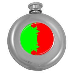 Critical Points Line Circle Red Green Round Hip Flask (5 Oz) by Mariart