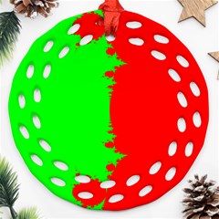 Critical Points Line Circle Red Green Ornament (round Filigree) by Mariart