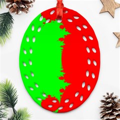 Critical Points Line Circle Red Green Ornament (oval Filigree) by Mariart