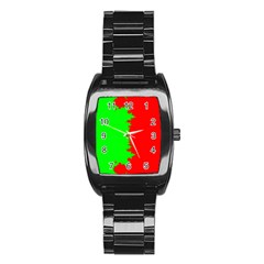 Critical Points Line Circle Red Green Stainless Steel Barrel Watch by Mariart