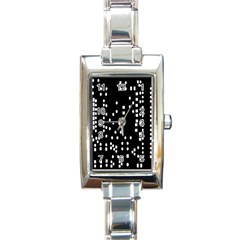 Circle Plaid Black White Rectangle Italian Charm Watch by Mariart