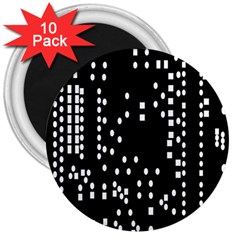 Circle Plaid Black White 3  Magnets (10 Pack) 