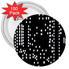 Circle Plaid Black White 3  Buttons (100 Pack)  by Mariart