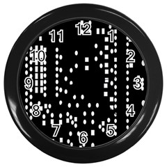 Circle Plaid Black White Wall Clocks (black) by Mariart