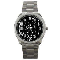 Circle Plaid Black White Sport Metal Watch by Mariart