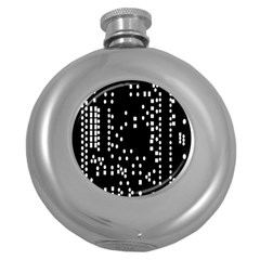 Circle Plaid Black White Round Hip Flask (5 Oz) by Mariart