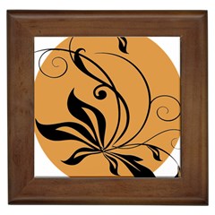 Black Brown Floral Symbol Framed Tiles by Mariart