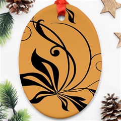 Black Brown Floral Symbol Ornament (oval) by Mariart