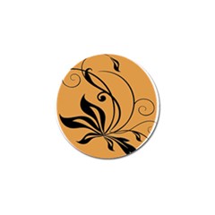 Black Brown Floral Symbol Golf Ball Marker by Mariart