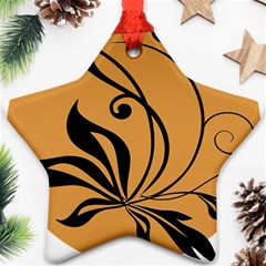 Black Brown Floral Symbol Star Ornament (two Sides) by Mariart