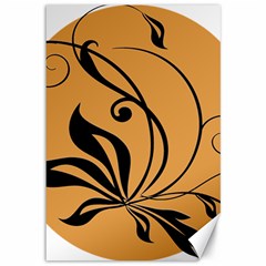 Black Brown Floral Symbol Canvas 12  X 18   by Mariart