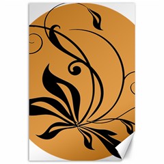 Black Brown Floral Symbol Canvas 24  X 36  by Mariart