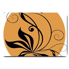 Black Brown Floral Symbol Large Doormat  by Mariart