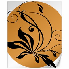 Black Brown Floral Symbol Canvas 11  X 14  