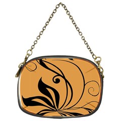 Black Brown Floral Symbol Chain Purses (one Side)  by Mariart