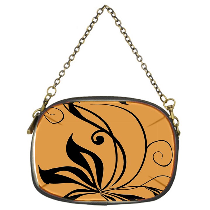 Black Brown Floral Symbol Chain Purses (One Side) 