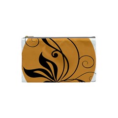 Black Brown Floral Symbol Cosmetic Bag (small)  by Mariart