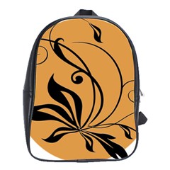 Black Brown Floral Symbol School Bags(large)  by Mariart