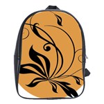 Black Brown Floral Symbol School Bags(Large)  Front