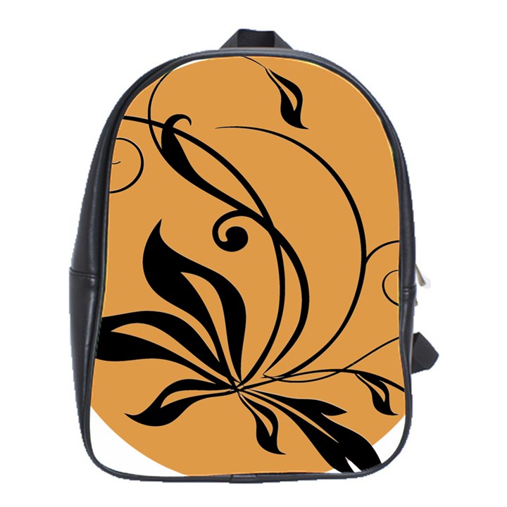 Black Brown Floral Symbol School Bags(Large) 