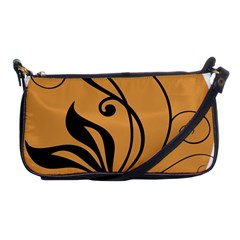 Black Brown Floral Symbol Shoulder Clutch Bags by Mariart