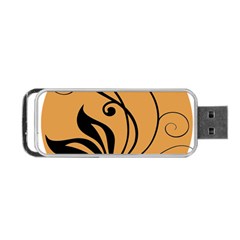 Black Brown Floral Symbol Portable Usb Flash (one Side) by Mariart