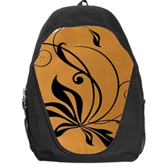 Black Brown Floral Symbol Backpack Bag by Mariart