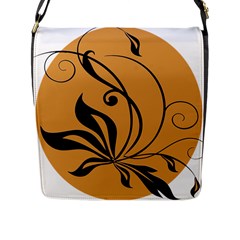 Black Brown Floral Symbol Flap Messenger Bag (l)  by Mariart