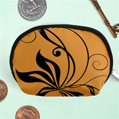 Black Brown Floral Symbol Accessory Pouches (medium)  by Mariart