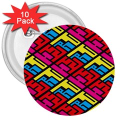 Color Red Yellow Blue Graffiti 3  Buttons (10 Pack)  by Mariart