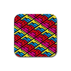 Color Red Yellow Blue Graffiti Rubber Coaster (square)  by Mariart