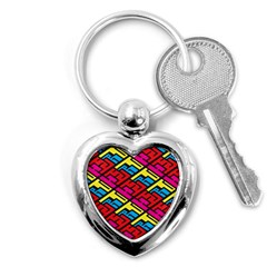 Color Red Yellow Blue Graffiti Key Chains (heart) 