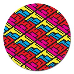 Color Red Yellow Blue Graffiti Magnet 5  (round) by Mariart