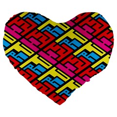 Color Red Yellow Blue Graffiti Large 19  Premium Heart Shape Cushions by Mariart