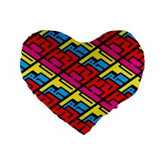 Color Red Yellow Blue Graffiti Standard 16  Premium Flano Heart Shape Cushions by Mariart