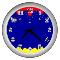 Critical Points Line Circle Red Blue Yellow Wall Clocks (silver)  by Mariart