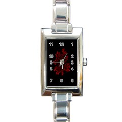 Dendron Diffusion Aggregation Flower Floral Leaf Red Black Rectangle Italian Charm Watch by Mariart