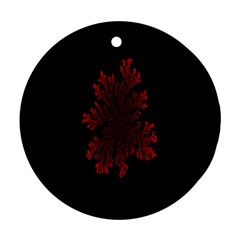 Dendron Diffusion Aggregation Flower Floral Leaf Red Black Ornament (round) by Mariart