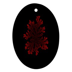 Dendron Diffusion Aggregation Flower Floral Leaf Red Black Ornament (oval) by Mariart