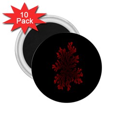 Dendron Diffusion Aggregation Flower Floral Leaf Red Black 2 25  Magnets (10 Pack)  by Mariart