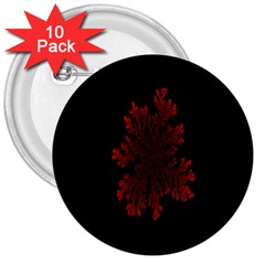 Dendron Diffusion Aggregation Flower Floral Leaf Red Black 3  Buttons (10 Pack)  by Mariart