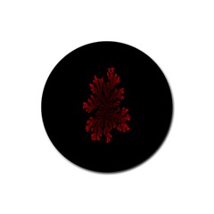 Dendron Diffusion Aggregation Flower Floral Leaf Red Black Rubber Round Coaster (4 Pack)  by Mariart