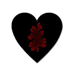 Dendron Diffusion Aggregation Flower Floral Leaf Red Black Heart Magnet by Mariart