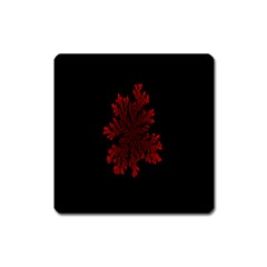 Dendron Diffusion Aggregation Flower Floral Leaf Red Black Square Magnet by Mariart