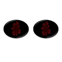 Dendron Diffusion Aggregation Flower Floral Leaf Red Black Cufflinks (oval) by Mariart