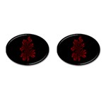 Dendron Diffusion Aggregation Flower Floral Leaf Red Black Cufflinks (Oval) Front(Pair)